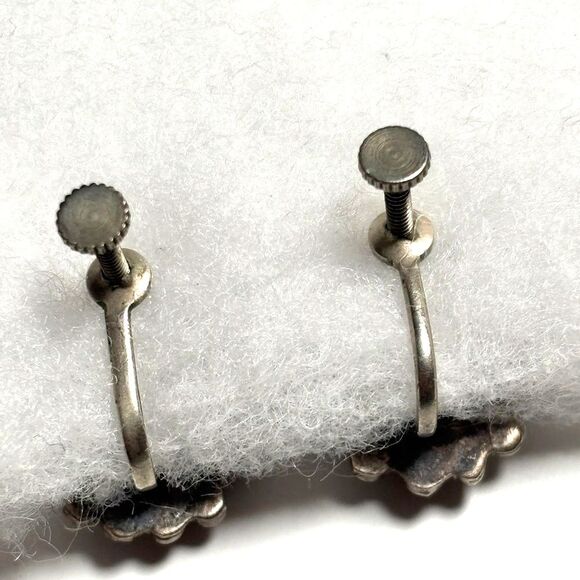 Vintage Silver Screw Back Earring Set of 3 Sterling, 935, Mahogany Obsidian - Picture 7 of 10